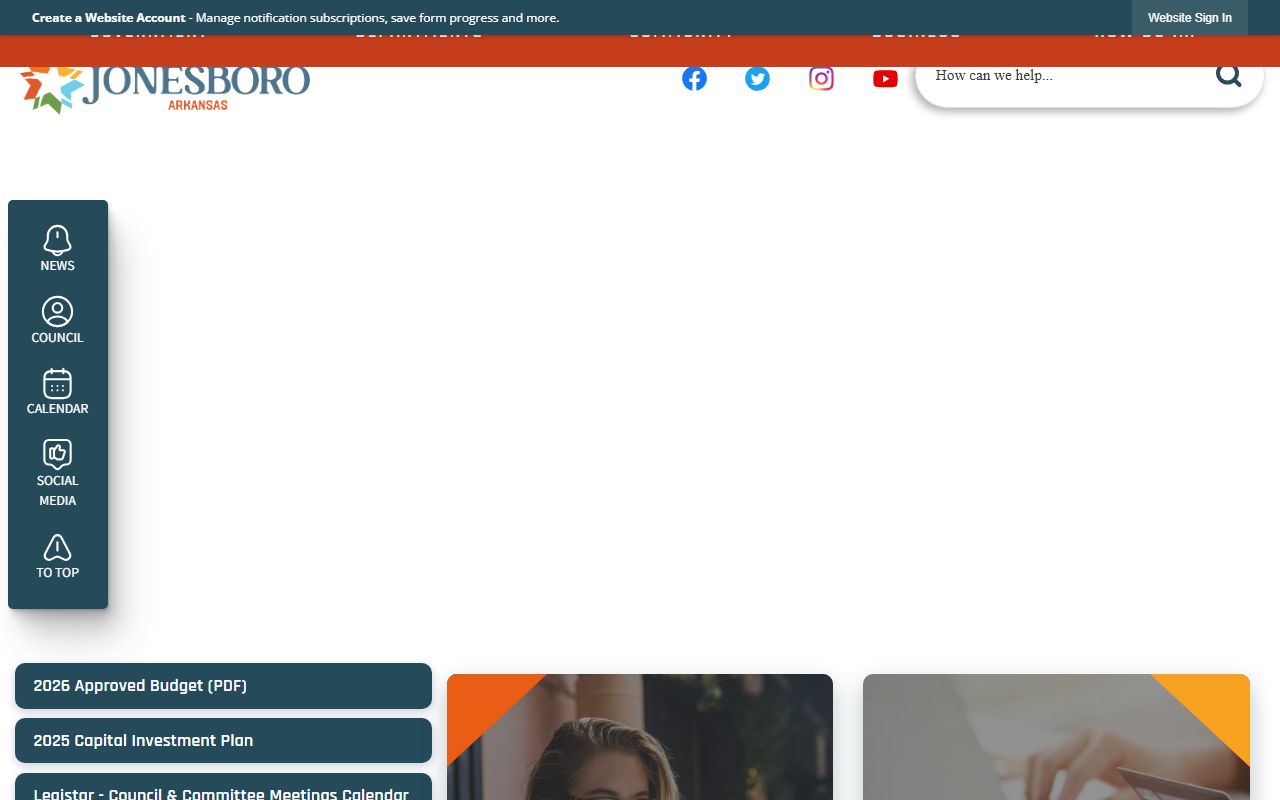 Jonesboro Arkansas city homepage for city services and property resources