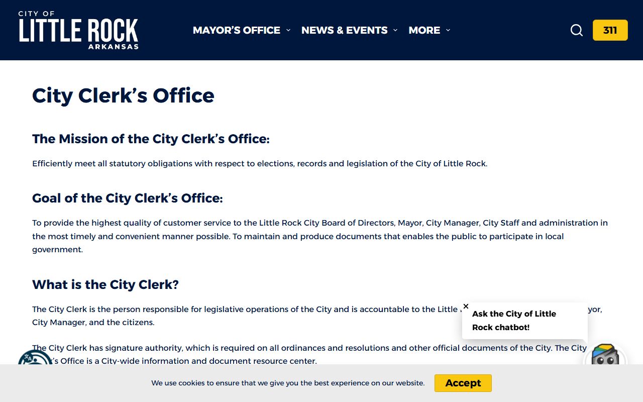 Little Rock City Clerk's office records and services