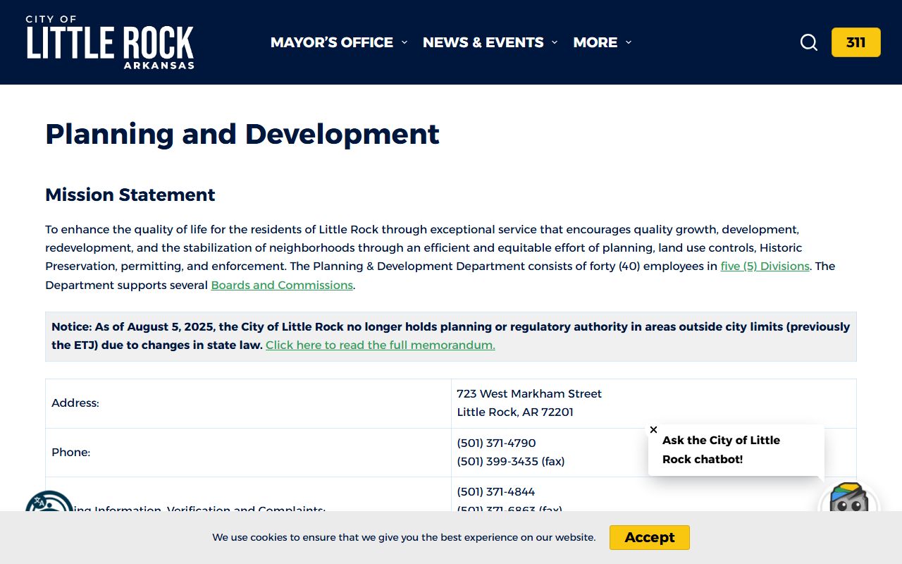Little Rock Planning and Development department for property and zoning records
