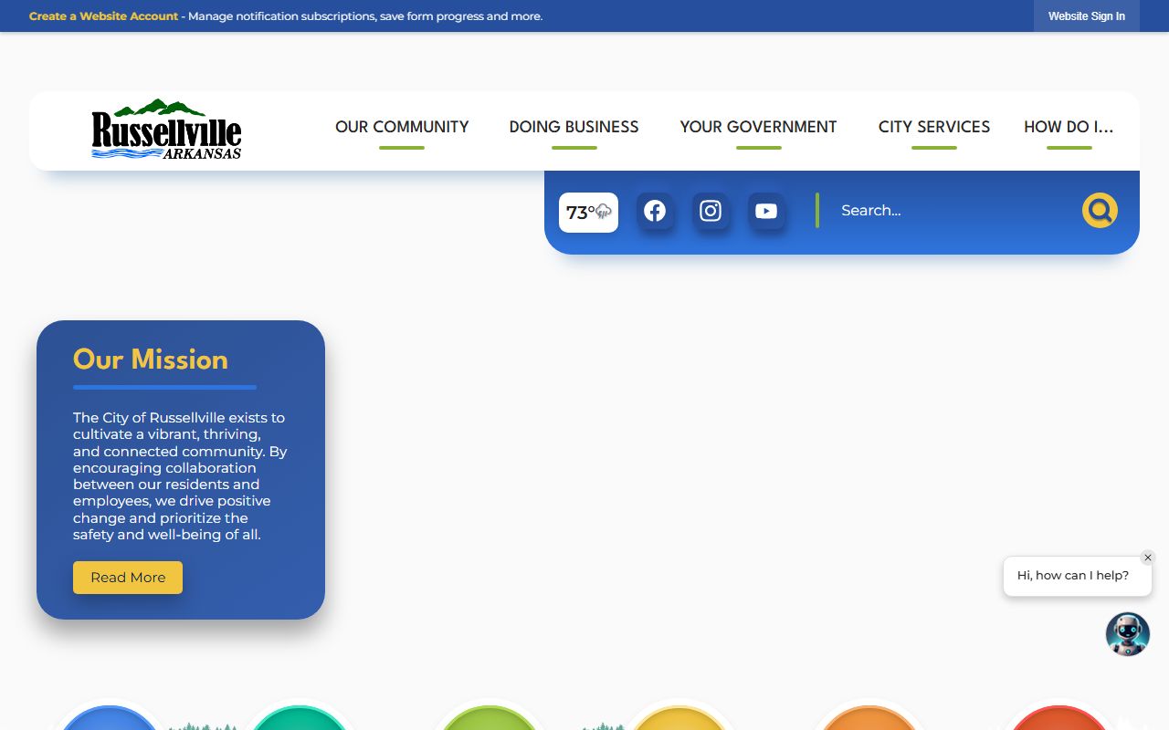 Russellville Arkansas city homepage for municipal services and city records