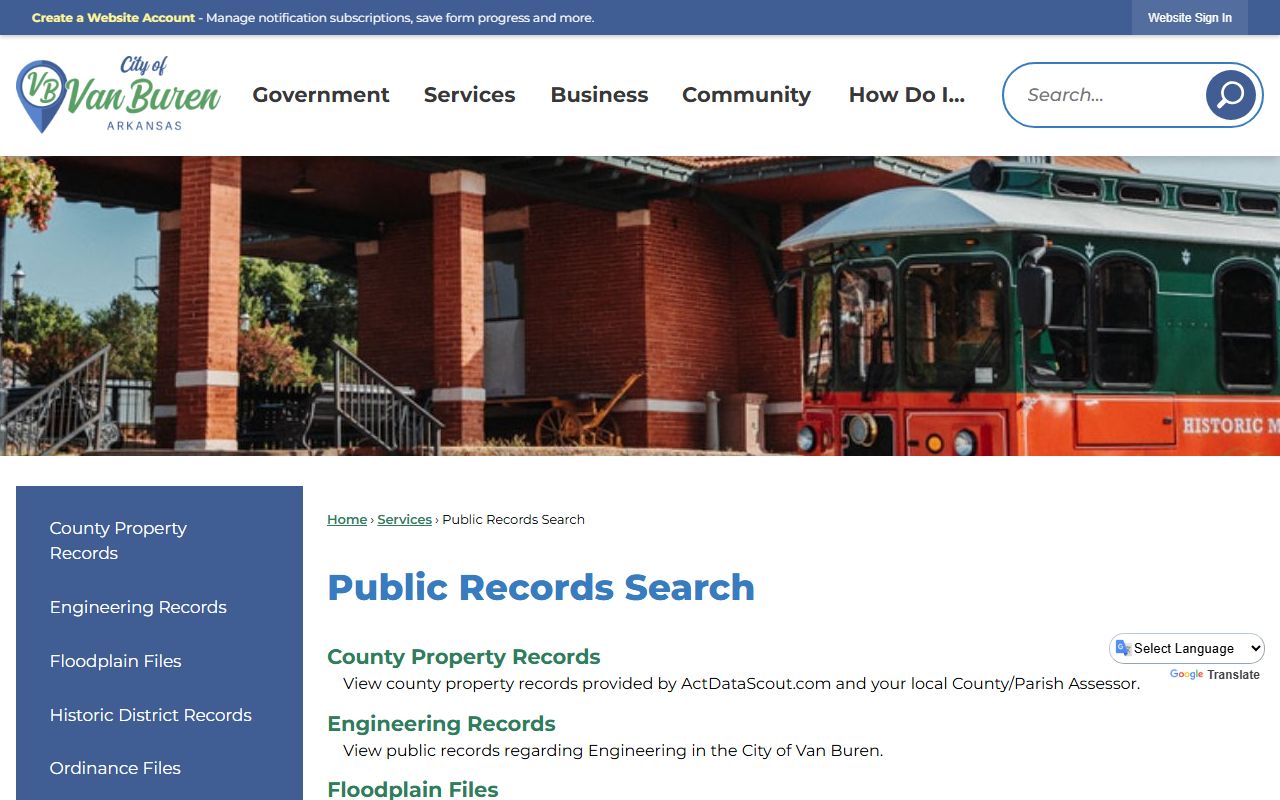 Van Buren public records search portal for deed and property research