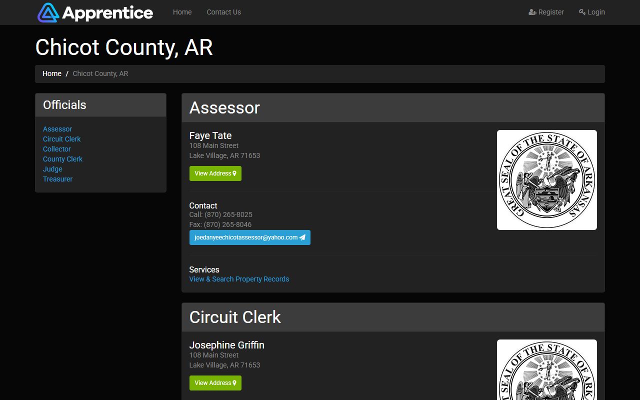 chicot county service portal deed records property search