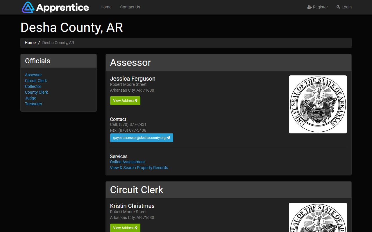Desha County CountyService online property records portal