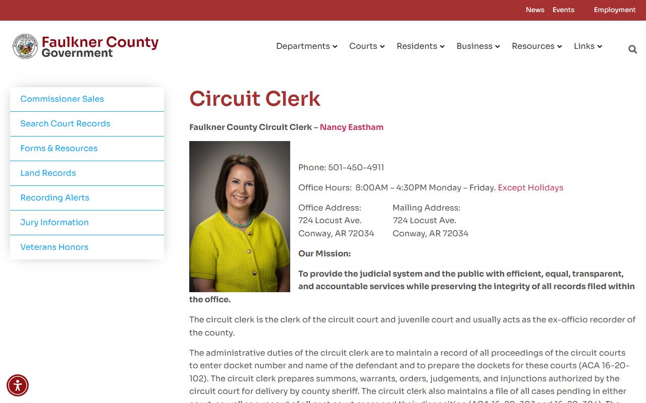 Faulkner County Circuit Clerk office page deed records