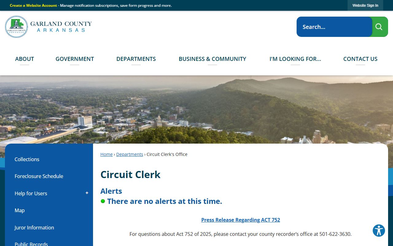 Garland County Circuit Clerk office recording duties