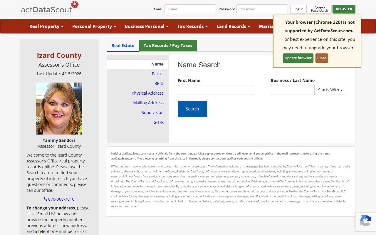 izard county deed records actdatascout property search